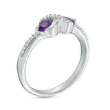 Amethyst Diamond X Ring