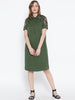 Rosyalps Olive Green Solid Shirt Dress